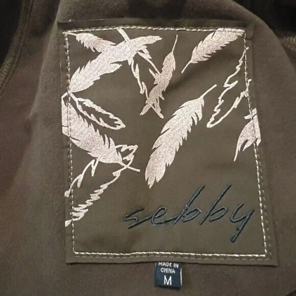 Sebby Juniors Olive Hooded Zippered Rain Jacket Medium NWT